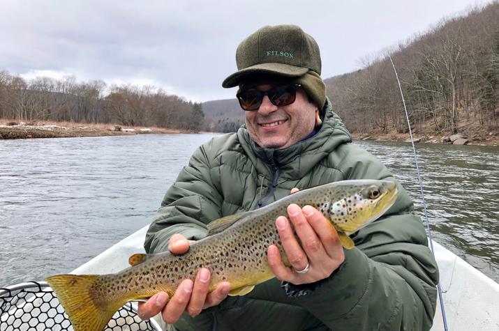 catching big wild brown trout on the upper delaware river with jesse filingo of filingo fly fishing while floating the west branch of the delaware river