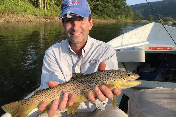 guided fly fishing on the west branch of the delaware river for wild brown trout with filingo fly fishing