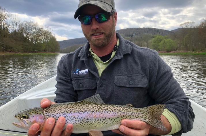 fly fishing for wild rainbow trout on the upper delaware with jesse filingo of filingo fly fishing on a guided float trip