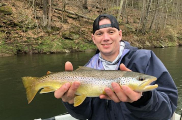 guided fly fishing tours on the delaware river for big brown trout with jesse filingo