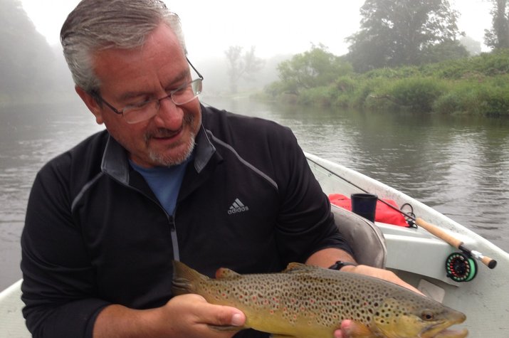 wild brown trout caught on a guided fly fishing trip with jesse filingo of filingo fly fishing on the delaware river