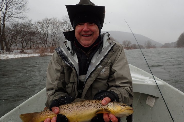 delaware river wild brown trout caught on a guided fly fishing float trip with jesse filingo of filingo fly fishing on the west branch of the delaware river