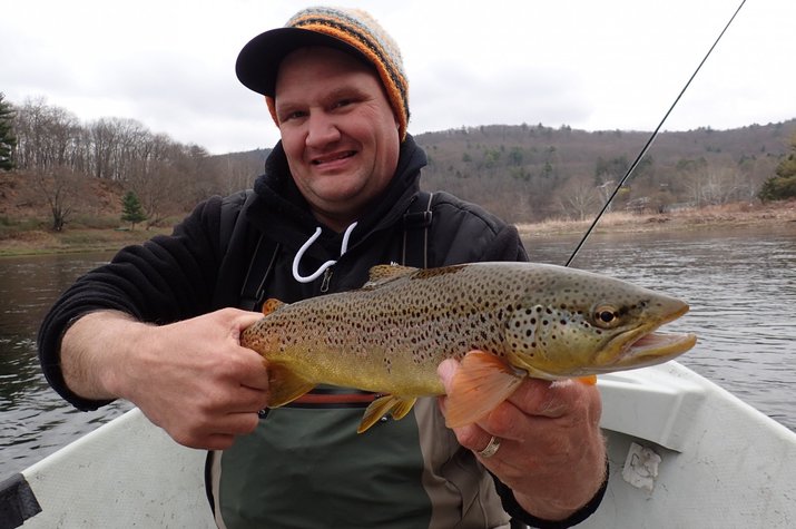 guided fly fishing upper delaware river wild brown trout fishing guide jesse filingo