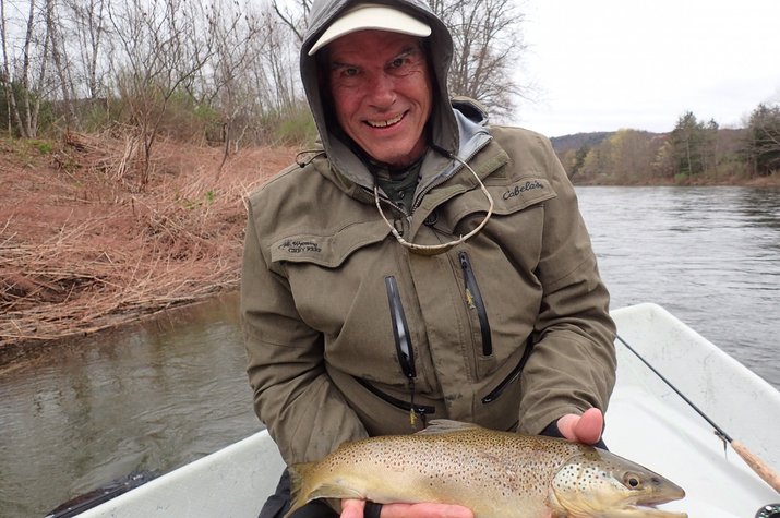 upper delaware river brown trout caught on a guided fly fishing trip with jesse filingo on the east branch delaware river