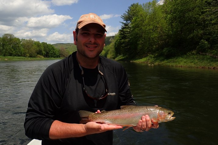rainbow trout on the delaware river with jesse filingo of filingo fly fishing a guided trip