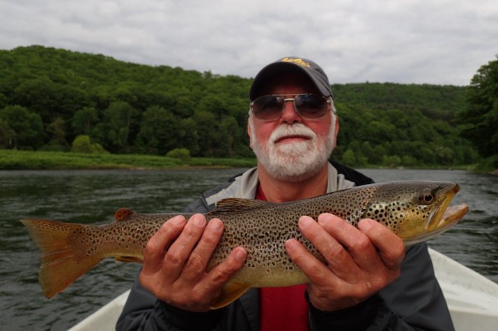 guided fly fishing tours on the upper delaware river for big wild brown trout with jesse filingo