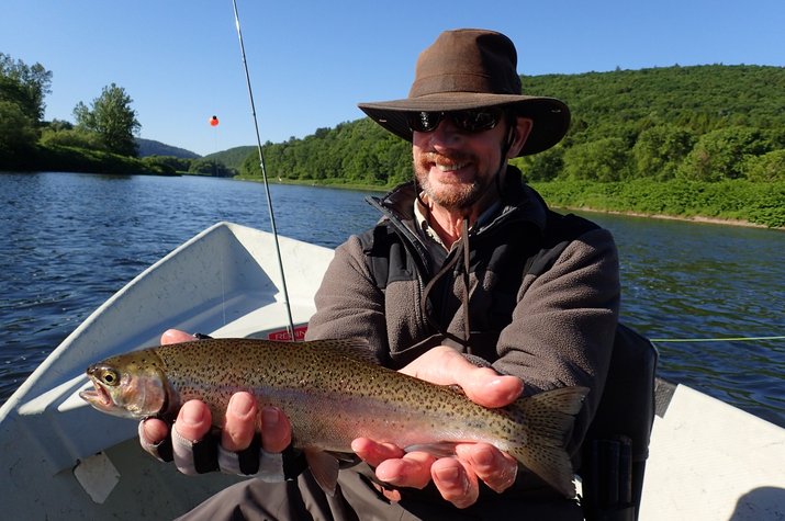 wild rainbows caught fly fishing the upper delaware river with jesse filingo of filingo fly fishing