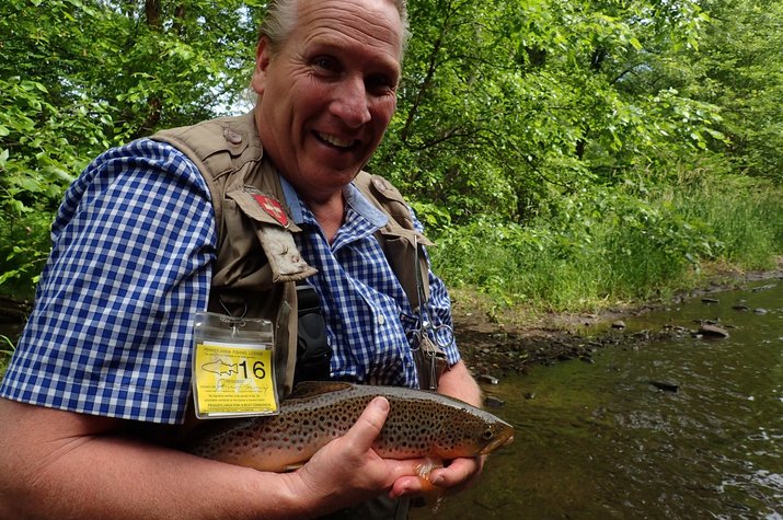 wild brown trout caught on a guided trip in the pocono mountains with jesse filingo of filingo fly fishing on a guided fly fishing trip in the pocono mountains pennsylvania