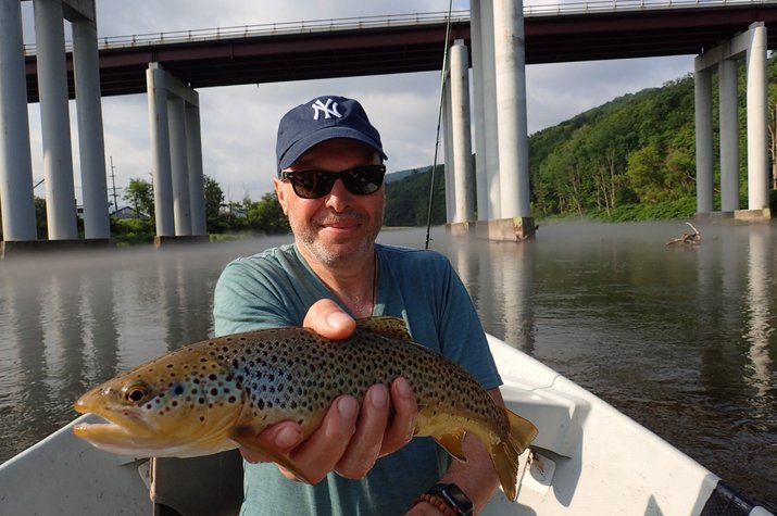 guided fly fishing tours on the delaware river for big wild brown trout with filingo fly fishing