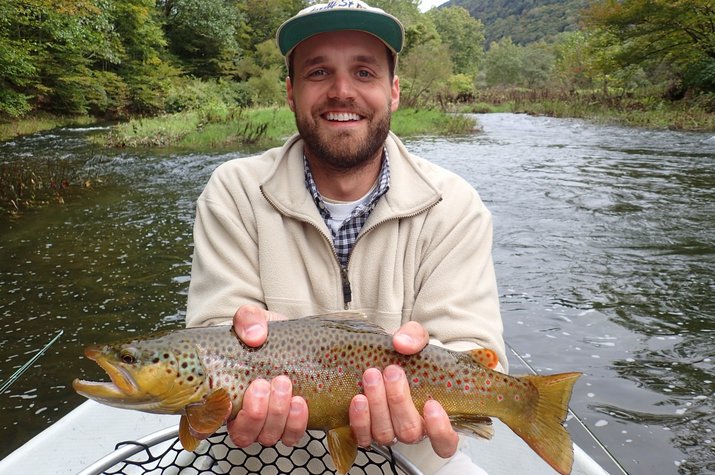 guided fly fishing on the upper delaware river for brown trout with filingo fly fishing and jesse filingo
