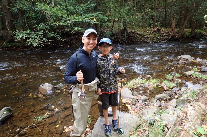 guided fly fishing trips in the pocono mountains for wild trout with filingo fly fishing tours